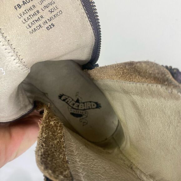 Freebird 7 brown Leather Ankle Boots with double zipper perfectly distressed - Picture 6 of 7